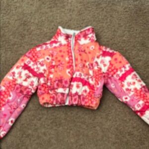Altar'd State Pink and Orange Cropped Puffer Jacket